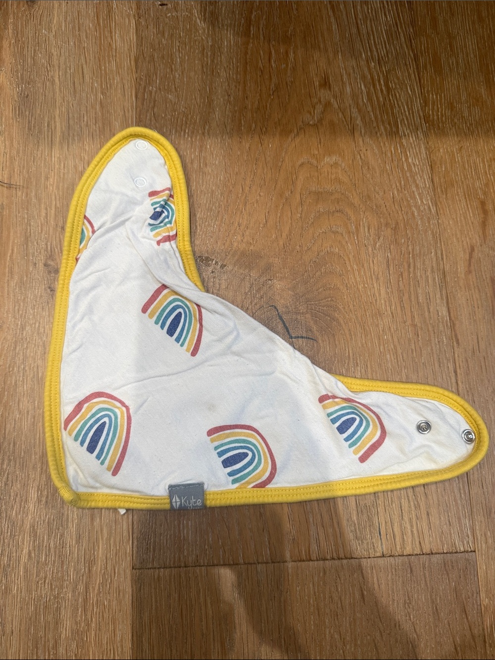 Kyte BABY White Rainbow Bandana Bib with Yellow Trim